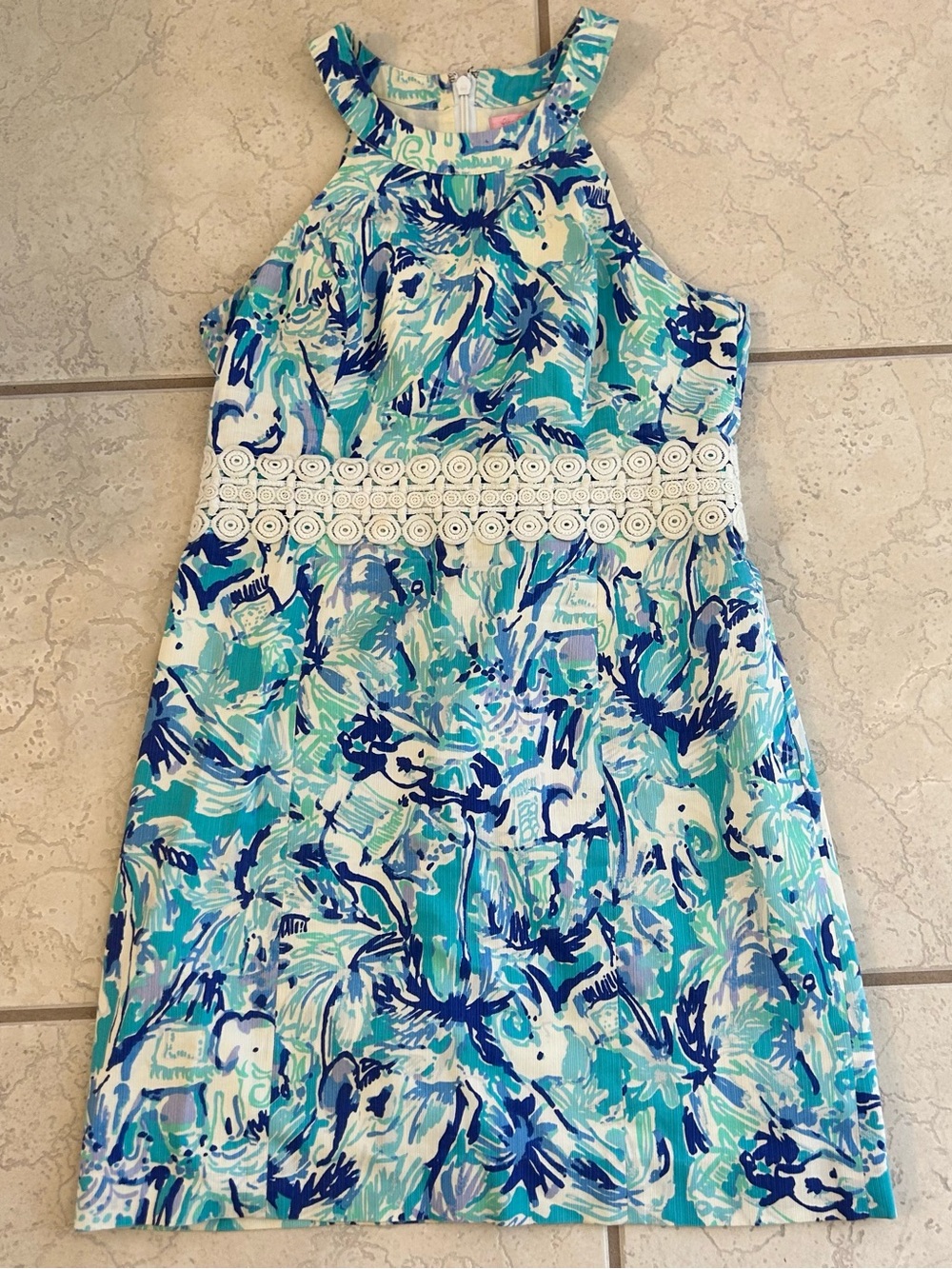 Lilly Pulitzer Ashlyn Shift Dress, Elephant Appeal, Tropical Turquoise, Size 6
